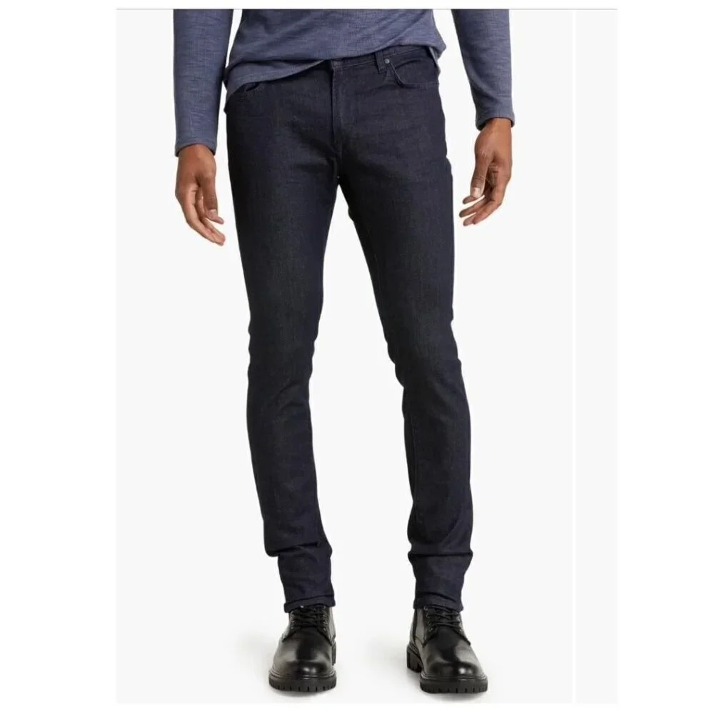 John Varvatos Mens Dark Indigo Wash Mid Rise Skinny Straight Leg Jeans Sz 32 New